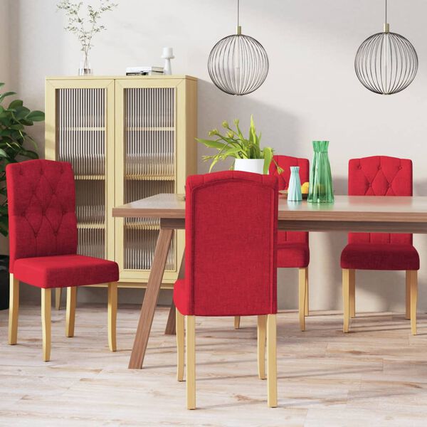vidaXL Chaises &agrave; manger lot de 4 rouge bordeaux tissu