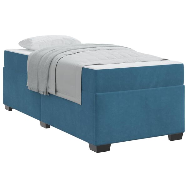 vidaXL Cadre de lit avec matelas Bleu fonc&eacute; 100 x 200 cm tissu