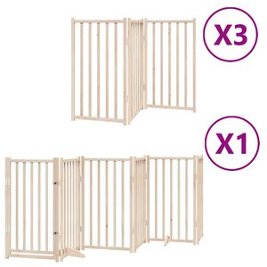 vidaXL Barrière pour chien porte pliable 15 panneaux bois de peuplier
