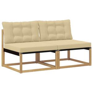 vidaXL Sofa de milieu ext&eacute;rieur Bois d'acacia massif et Textil&egrave;ne