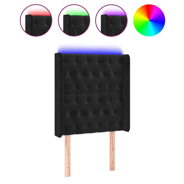 vidaXL T&ecirc;te de lit &agrave; LED Noir 83x16x118/128 cm Velours