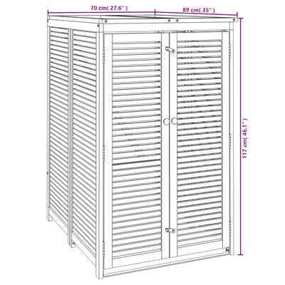 vidaXL Cabanon à poubelle simple 70x89x117 cm bois massif d'acacia