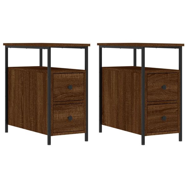 vidaXL Tables de chevet 2pcs chêne marron 30x60x60cm bois d'ingénierie