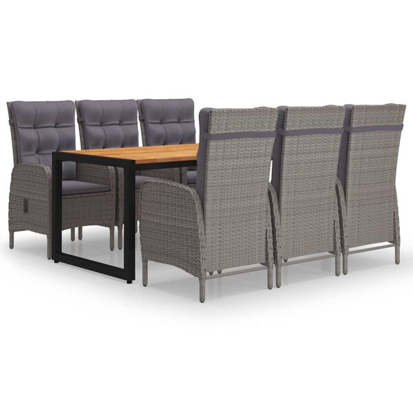 vidaXL Ensemble &agrave; manger de jardin 7 pcs Gris