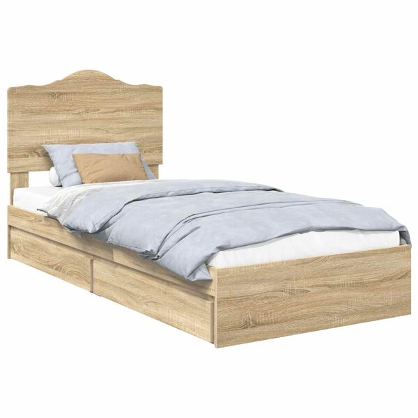 vidaXL Lit de Rangement Ch&ecirc;ne Sonoma 90 x 200 cm Bois d'ing&eacute;nierie
