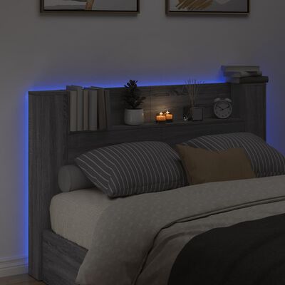 vidaXL Armoire tête de lit avec LED sonoma gris 160x16,5x103,5 cm