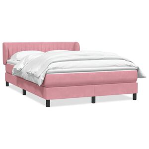 vidaXL Sommier &agrave; lattes de lit avec matelas rose 140x210 cm velours