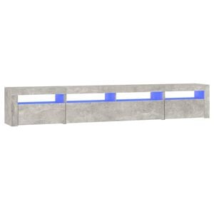 vidaXL Meuble TV avec lumi&egrave;res LED Gris b&eacute;ton 240x35x40 cm