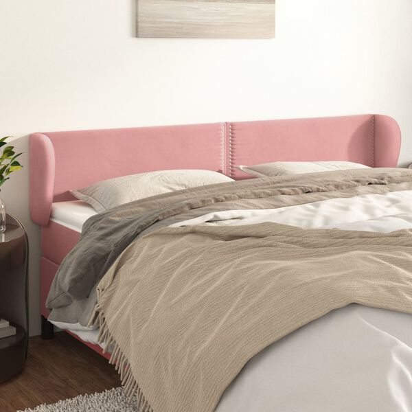 vidaXL T&ecirc;te de lit avec oreilles Rose 183x23x78/88 cm Velours