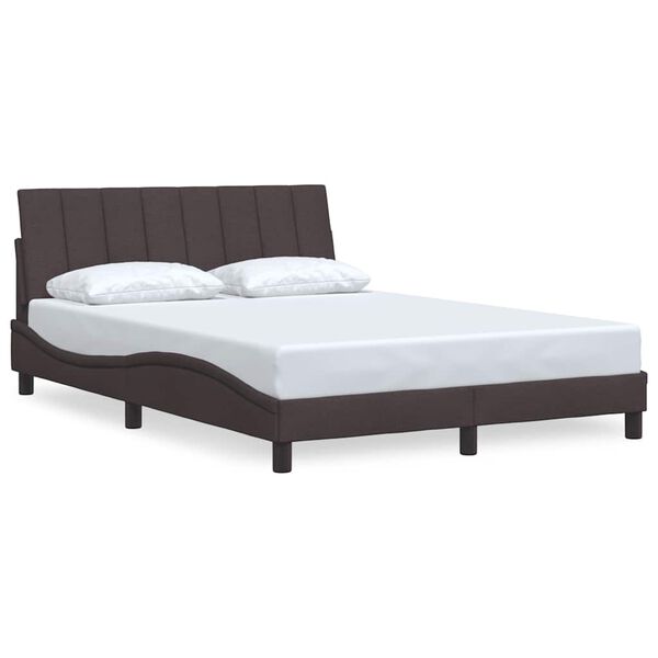 vidaXL Cadre de lit sans matelas Hanko marron fonc&eacute; 140x200 cm tissu