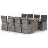 vidaXL Ensemble &agrave; manger d'ext&eacute;rieur 9pcs coussins R&eacute;sine tress&eacute;e Gris