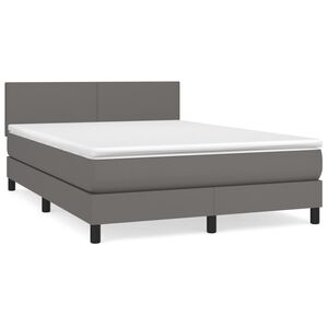 vidaXL Sommier &agrave; lattes de lit avec matelas Gris 140x190 cm Similicuir