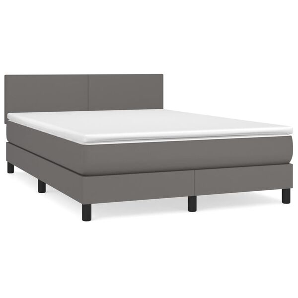 vidaXL Sommier &agrave; lattes de lit avec matelas Gris 140x190 cm Similicuir