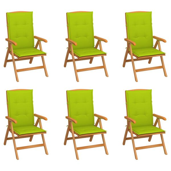 vidaXL Chaises inclinables de jardin et coussins lot de 6 Teck solide