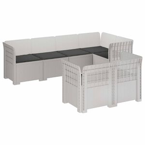 vidaXL Canap&eacute; de Jardin 7 Places avec Coussins Look Rattan PP Blanc