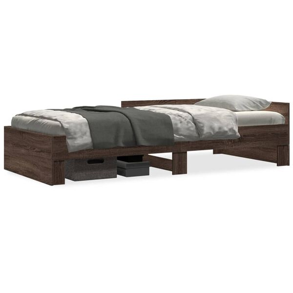 vidaXL Cadre de lit sans matelas chêne marron 75x190cm bois ingénierie