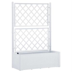vidaXL Lit sur&eacute;lev&eacute; de jardin et treillis et syst&egrave;me d'arrosage Blanc