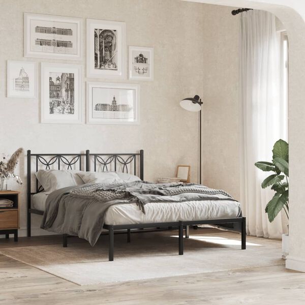 vidaXL T&ecirc;te de lit m&eacute;tal noir 140 cm
