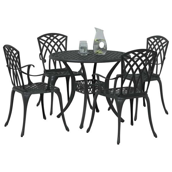 vidaXL Ensemble de salle &agrave; manger pour jardin 5 pcs Noir