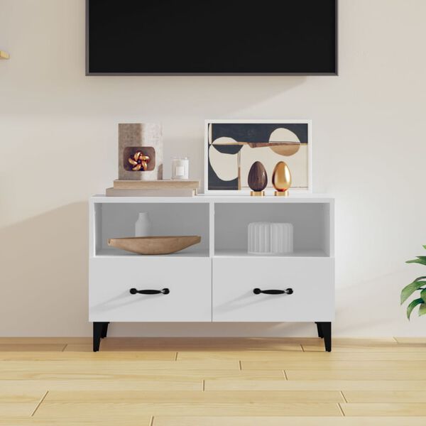 vidaXL Meuble TV Blanc 80x36x50 cm Bois d'ing&eacute;nierie