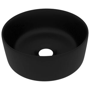 vidaXL Lavabo rond de luxe Noir mat 40x15 cm C&eacute;ramique