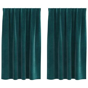 vidaXL Rideaux occultants 2 pcs Vert fonc&eacute; 140 x 140 cm Velours
