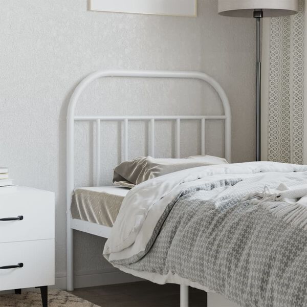 vidaXL T&ecirc;te de lit m&eacute;tal blanc 80 cm