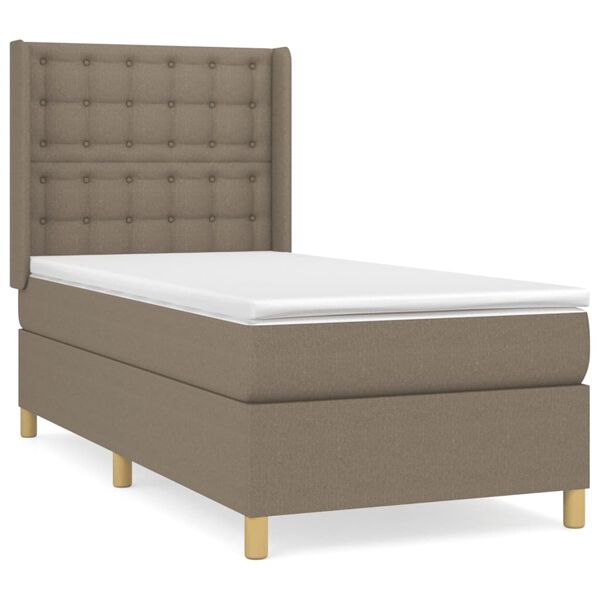 vidaXL Sommier &agrave; lattes de lit avec matelas Taupe 80x200 cm Tissu