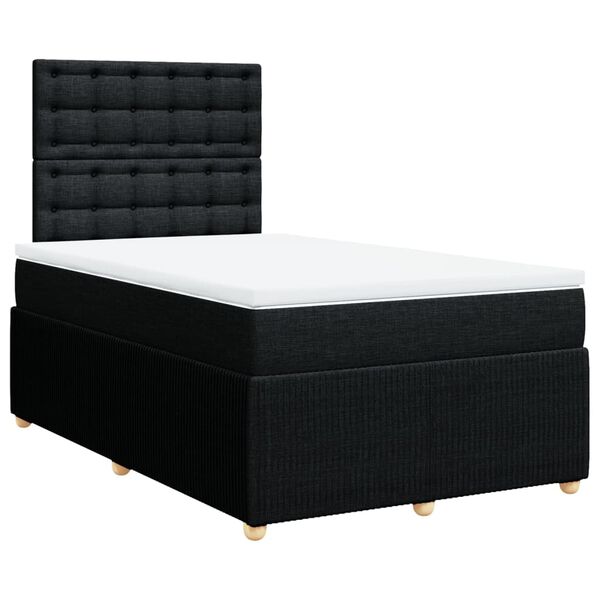 vidaXL Sommier &agrave; lattes de lit avec matelas Noir 120x200 cm Tissu