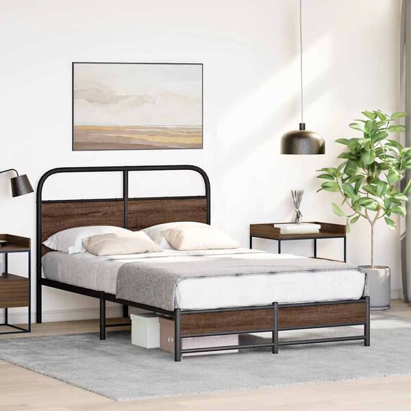 vidaXL Cadre de lit sans matelas 140x190 cm ch&ecirc;ne marron