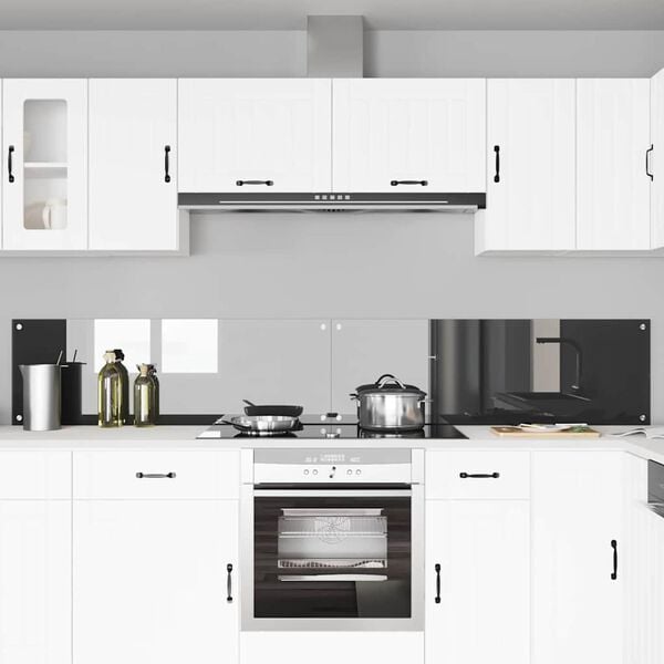 vidaXL Protection de cuisine 2 pcs Gris foncé 120 x 40 cm verre trempé