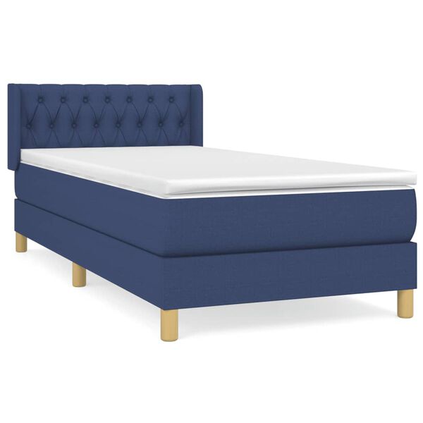 vidaXL Sommier &agrave; lattes de lit avec matelas Bleu 90x190 cm Tissu