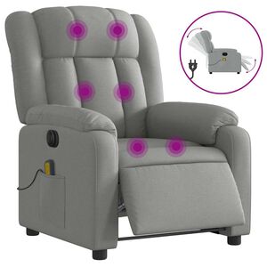 vidaXL Fauteuil de massage inclinable &eacute;lectrique gris clair tissu