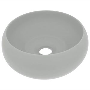 vidaXL Lavabo rond de luxe Gris clair mat 40x15 cm C&eacute;ramique