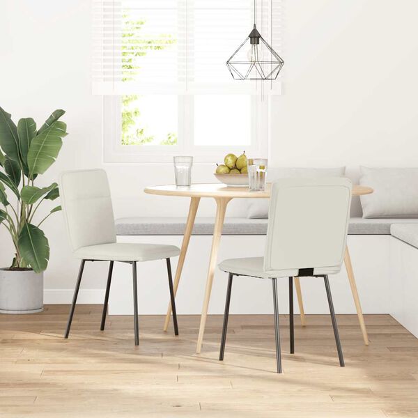 vidaXL Chaises &agrave; manger lot de 2 Cr&egrave;me Velours