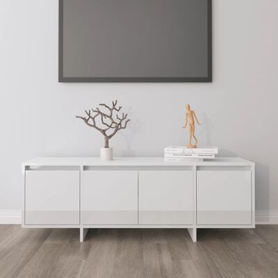 vidaXL Meuble TV blanc brillant 120x30x40,5 cm bois d'ingénierie