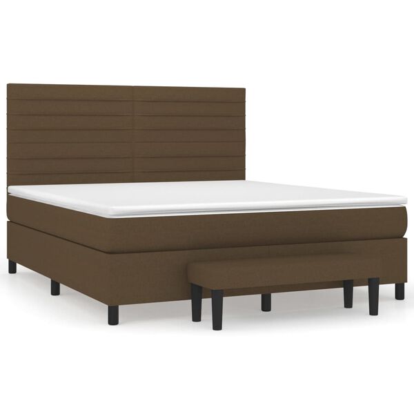 vidaXL Sommier &agrave; lattes de lit avec matelas Marron fonc&eacute; 160x200 cm