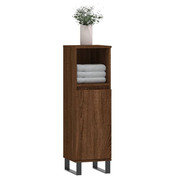 vidaXL Armoire de bain ch&ecirc;ne marron 30x30x100 cm bois d'ing&eacute;nierie