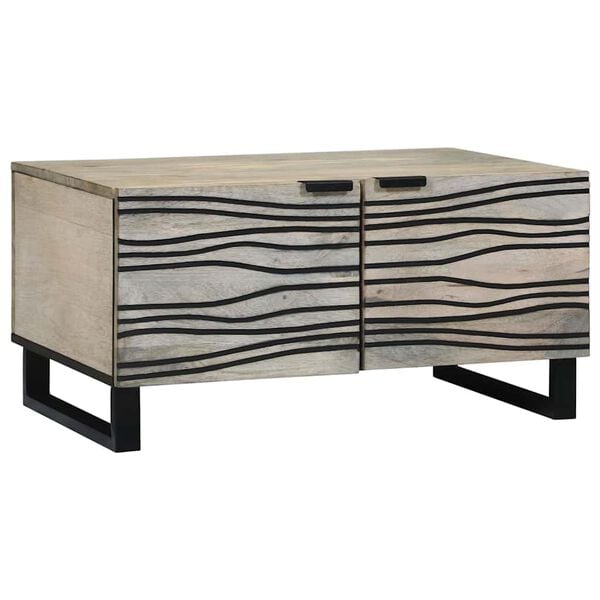 vidaXL Table basse Beige et Noir 80 x 50 x 40 cm Bois d'acacia massif
