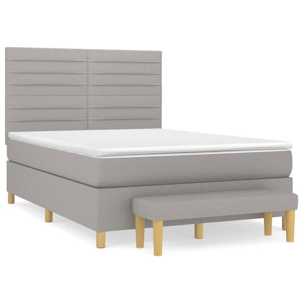 vidaXL Sommier &agrave; lattes de lit avec matelas Gris clair 140x200cm Tissu