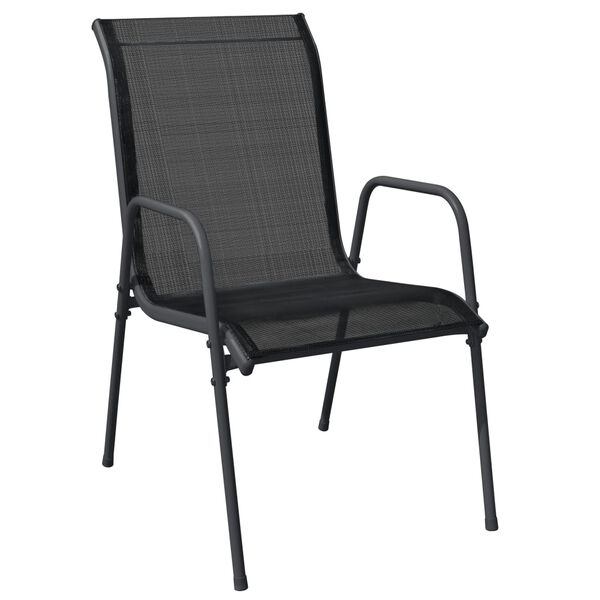 vidaXL Ensemble &agrave; manger de jardin 5 pcs noir textil&egrave;ne et acier