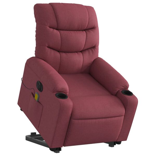 vidaXL Fauteuil inclinable de massage &eacute;lectrique Rouge bordeaux Tissu
