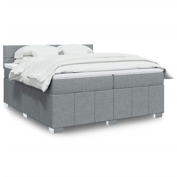vidaXL Sommier &agrave; lattes de lit avec matelas Gris clair 200x200cm Tissu