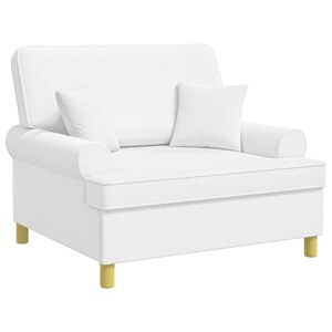 vidaXL Fauteuil XXL avec coussins Blanc Tissu