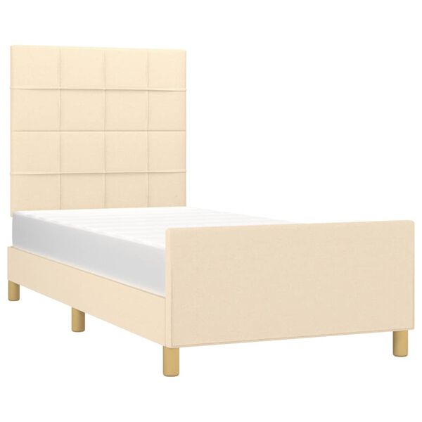 vidaXL Cadre de lit sans matelas cr&egrave;me 90x190 cm tissu