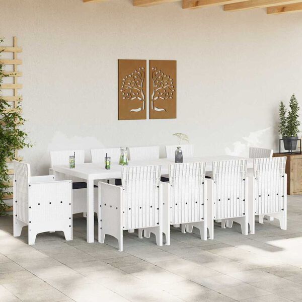 vidaXL Ensemble de salle &agrave; manger pour jardin 11 pcs Blanc