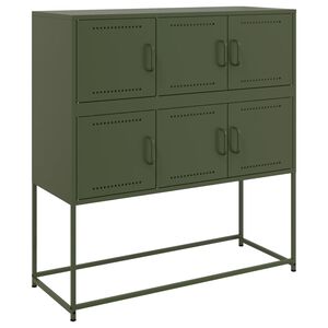 vidaXL Buffet vert olive 100,5x39x107 cm acier