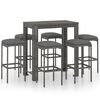 vidaXL Ensemble de bar de jardin 7 pcs et coussins R&eacute;sine tress&eacute;e Gris