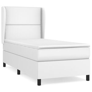 vidaXL Sommier &agrave; lattes de lit avec matelas Blanc 100x200cm Similicuir
