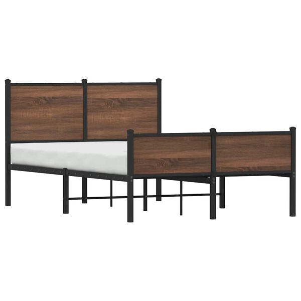 vidaXL Cadre de lit en m&eacute;tal sans matelas ch&ecirc;ne marron 120x200 cm